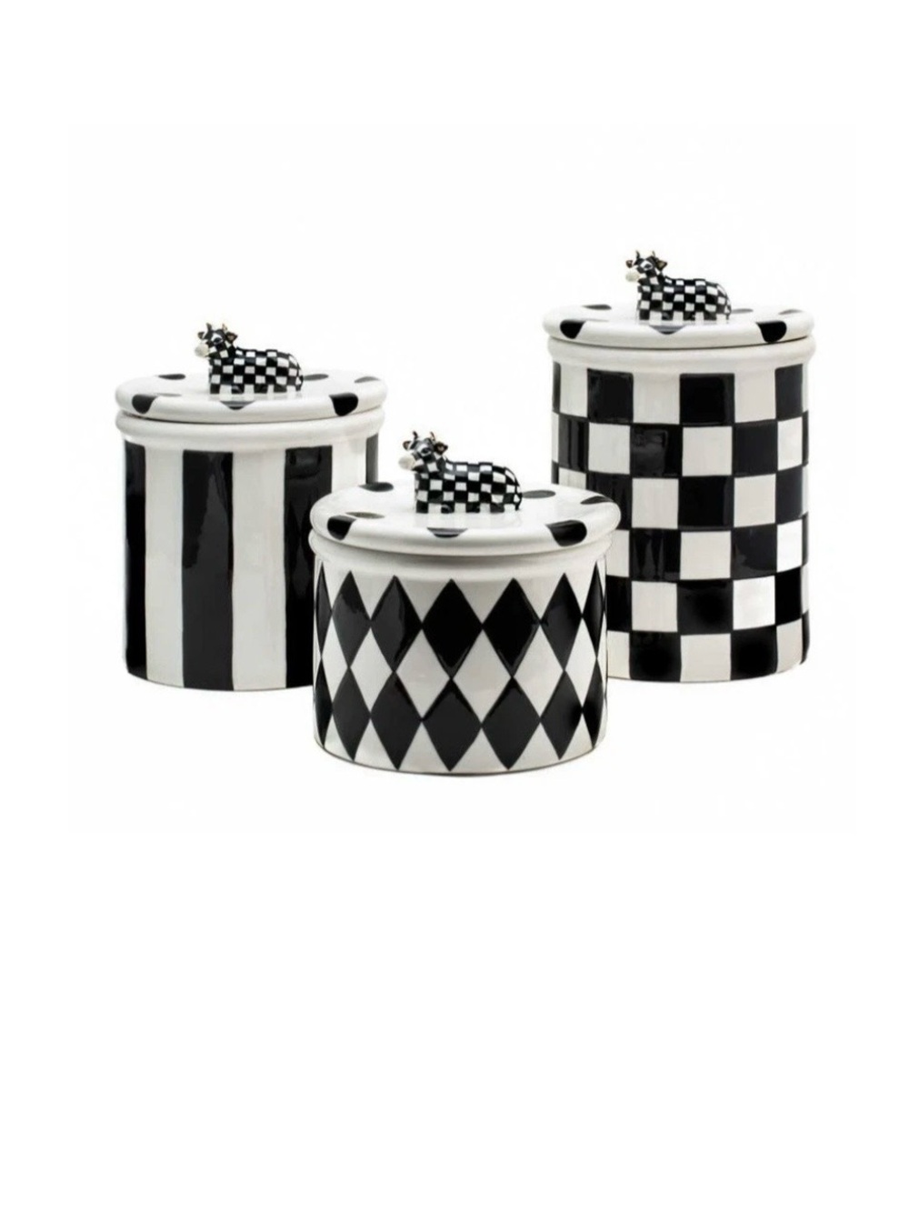NEW Mackenzie-Childs Cow Creamery Canisters Set of 3 in Original Box